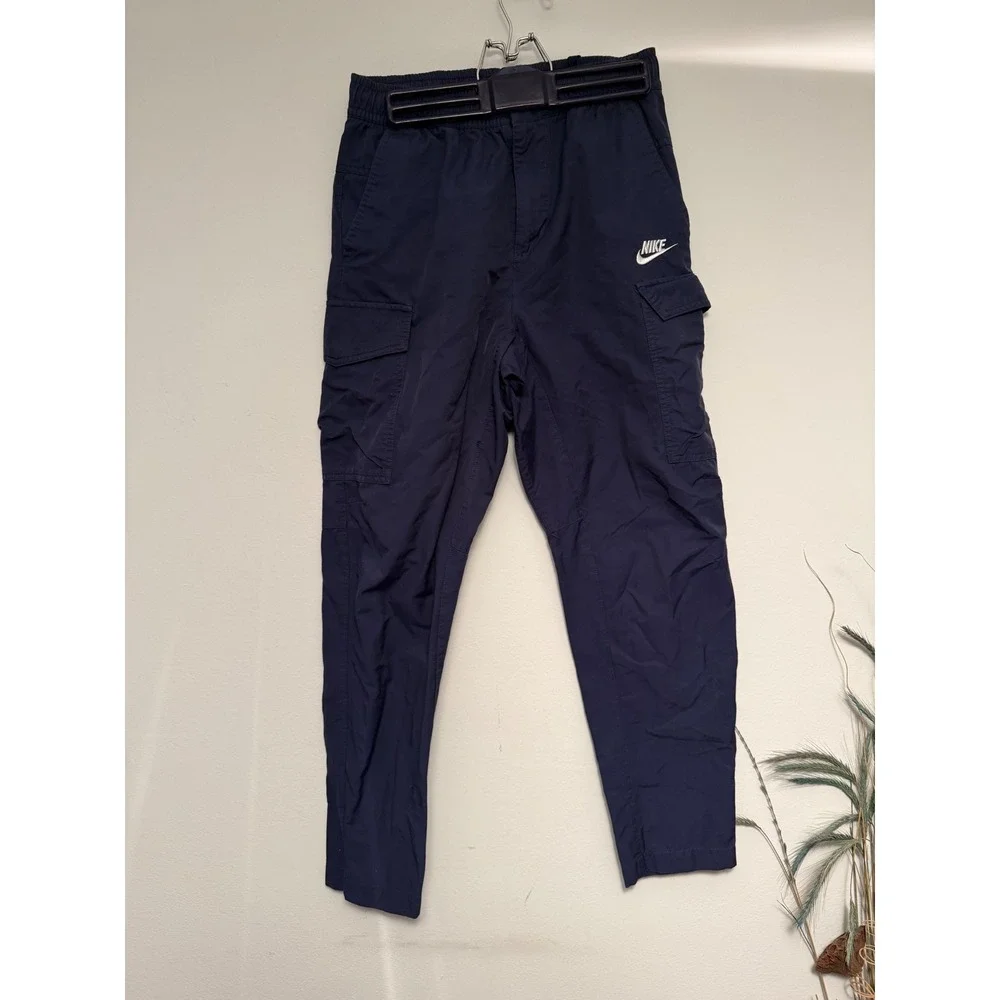 Nike Womens Sportswear Cargo Pants Navy Blue Tapered‎ Elastic Waist Small
